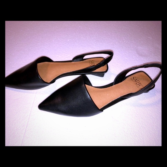 SARTO BY FRANCO SARTO — BLACK, POINTY TOW SLINGBACK FLATS - Picture 12 of 13